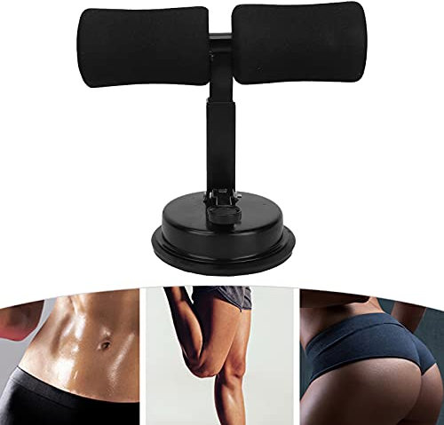 Sit-Up-Stange für Boden-Selbstabsaugung Sit-Up-Assistent Bauchtrainer Sit-Up-Hilfe Saugnapf Haushaltsfitness Körperformungs-Übungsgerät(Schwarz)