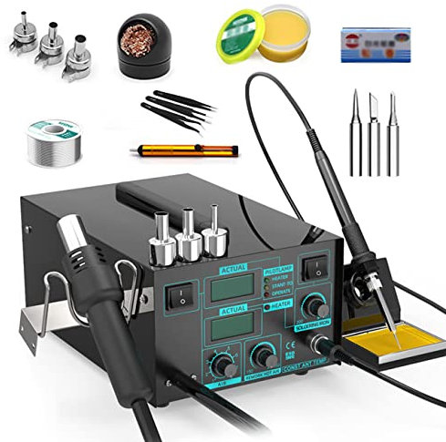ZhiLianZhao Led Digital Hot Air Gun Welder Solder Iron, 2 In 1 Soldering Station, with Heat Gun, 862D,B