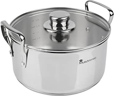 MasterPRO Smart - Batterie de la cuisine - Ensemble de 6 pièces avec couvercle en verre de 20, 24 et 28 cm - fabriqué en acier inoxydable - Pans de cuisine - compatible avec toutes sortes de cuisines