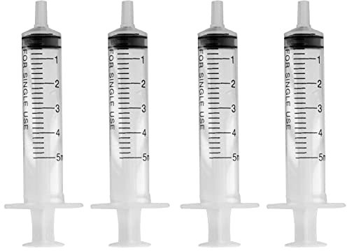 Seringue en Plastique, Pour Laboratoires Scientifiques, Mesure De Liquide, Arrosage De Jardin, Industrie, 5ml, 4 Pièces (Sans Aiguille)