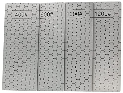 Jewboer 4 Pieces Diamond Sharpening Stone Set,Diamond Lapping Plate Coarse/Medium/Fine Grit Sharpener,400/600/1000/1200 Grit