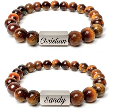 Personalisierte Armbänder mit individueller Wunschgravur | Partnerarmband | Armband mit Gravur | Freundschaftsarmband | Pärchen Armband für Männer & Frauen