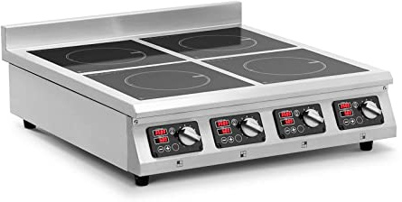 Royal Catering RCIK-3500IC4.2 - Piastra a induzione, 4 x 20 cm, con timer a 10 livelli, a induzione, a induzione