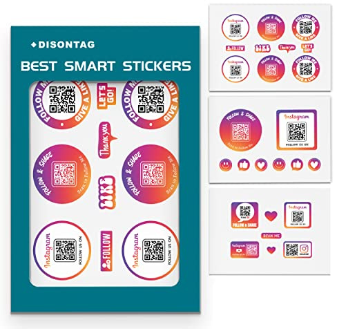 DISONTAG QR Social Media Dekorative Aufkleber Vinyl 3 Blätter von 12 (5-7.6CM) Personalisierte Haltbar Wasserdicht Geschenk Pack für Dekorieren Laptop Gitarre Telefon Koffer zu Active Share (IG)