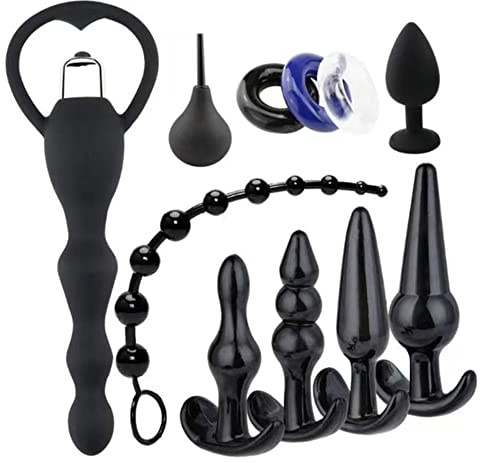 11 Stück Analplug Mit Tragen außen Fetisch Masturbation Silikon Butt Plug Anal Dildo Prostata Massage Anus Dilator Sexspielzeug für Männer Frauen Paare Anfänger Profi-nutzer
