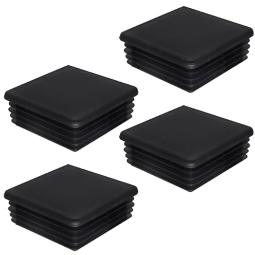 SKIR'CO (4 unidades) Tapones cuadrados de plástico de 70 x 70 mm, tapas de tubo de alfombrilla, insertos de tubo cuadrado, tapones de poste de valla, color negro RAL 9005