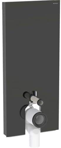 Geberit Monolith Sanitärmodul für Stand-WC, 114cm, Wasseranschluss hinten mittig, mit P-Anschlussbogen, 131.033.SJ.6, Farbe: Glas Schwarz