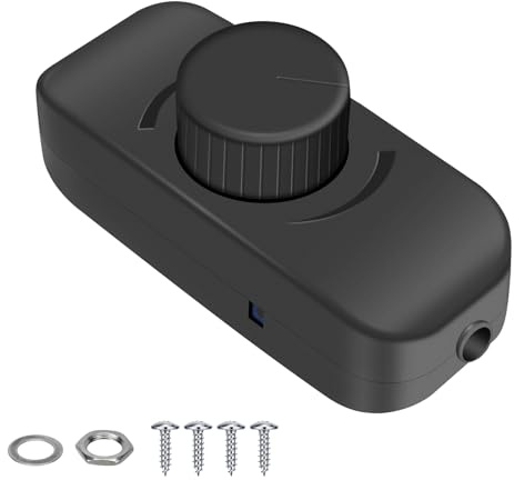 VIPMOON Dimmschalter LED und Schalthebel Ein-/Aus-Inline-Dimmschalter 12V | 220-240V Dimmer Stehlampe 3-100W Für Glühbirnen/Halogenlampen,kann Erdungskabel