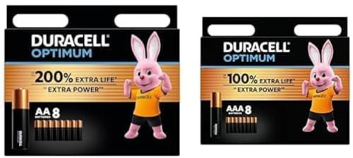 Duracell Optimum AAA Batteries (Combo pack of 16) - Alkaline 1.5V - Up To 100% Extra Life or Extra Power - 100% Recyclable, 0% Plastic Packaging - LR6/LR03 MN1500/MN2400