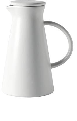 Wasserkrug Krug mit Deckel 1000ml Keramik Gartenkrug Blumentopf Innen Geeignet zum Servieren von kaltem Wasser Kaffee Milch und Saft Getränkebar Karaffe,Weiß/Schwarz Verfügbar-Weiß
