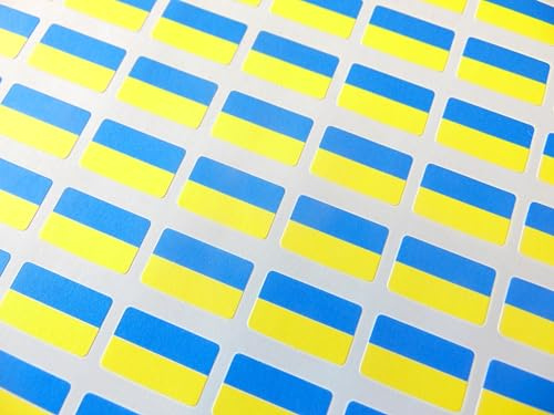 Kleine Mini-Aufkleber, 20 x 12 mm, Ukraine, ukrainische Landesflagge, Aufkleber, Klebeetiketten, 64 Stück