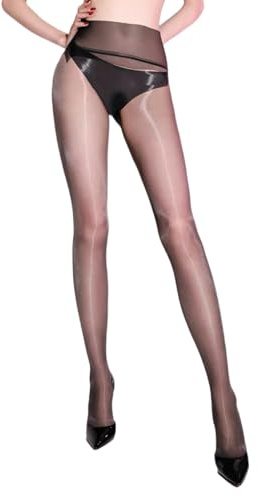 HTRUIYATY Collant Brillant Huileux 3 Deniers Sheer Huileux Collants Taille Haute Sans Coutures