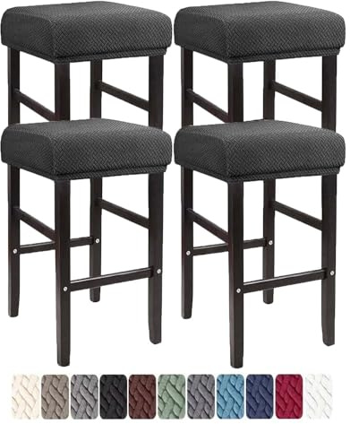LIULIWEIFA Barhocker-Bezug, rechteckig, dehnbar, Thekenhöhe, Barhocker-Schonbezüge, rechteckig, für Küchentheke, Sattel, Sitzbezug für Holz- und Metallbank,Dark Gray,4pcs