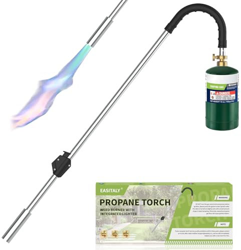 EASITALY Torche de désherbage, brûleur de mauvaises herbes, chalumeau de barbecue au charbon de bois 80 000 BTU, 81,3 cm assemblé, chalumeau de jardin pour mauvaises herbes, barbecue, fondu