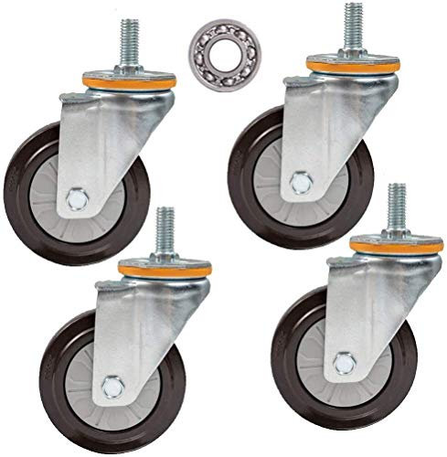 IBOWZ Ruedas para Muebles Ruedas giratorias móviles Ruedas de Placa de Servicio Pesado con Giro de 360° y Bola de Base de Goma sin Ruido bloqueable Apto para Muebles Estantes de gabinetes de Mesa
