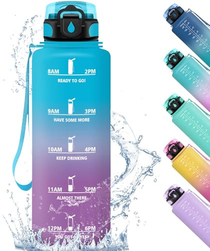 HoneyHolly Borraccia, 1500ML Sportiva Prova di Perdite, Borraccia Motivazionale, Sportiva Tempo, Borraccia Sportiva, con Filtro, Borracce, Bottiglia Acqua per Scuola, Ufficio, Studio, Fitness