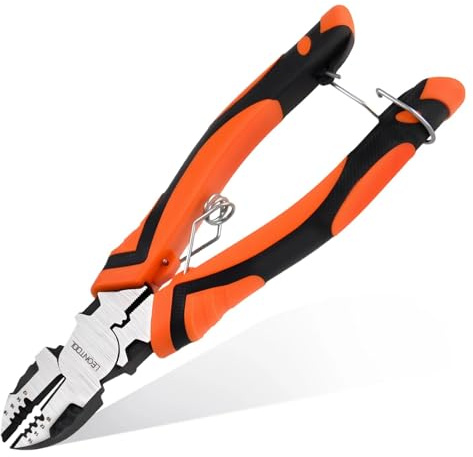 LEONTOOL 3-in-1 Diagonal Cutting Pliers with Wire Stripper Crimper, 8 Multifunction Electrician Plier Wire Cutter Side Cutting Pliers Cable Cutter with Ergonomic Handle for Electricians and Home