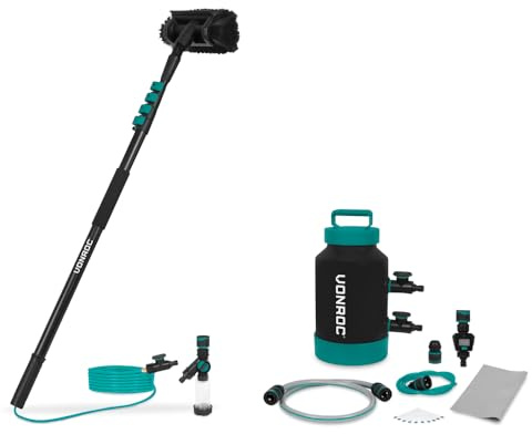 VONROC Brosse à Laver télescopique - 1,80m et adoucisseur d'eau - Set Complet