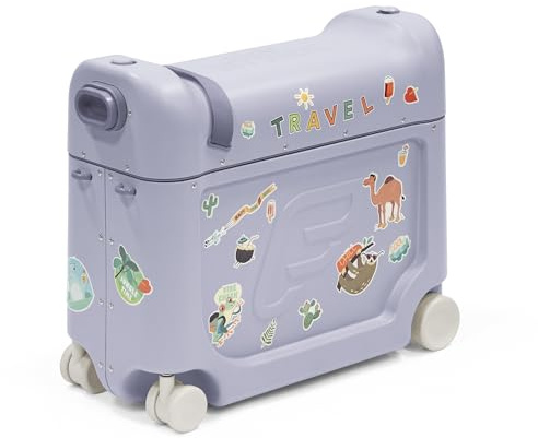 Stokke JetKids BedBox, Arctic Blue - Valigia cavalcabile per bambini dai 2 ai 7 anni (fino a 35 kg) - Si trasforma in letto - Include materasso, adesivi decorativi e cinghia di trasporto regolabile