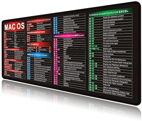 MAC OS Shortcut Key Mouse Pad-Cheat Sheet Desk Mat Large Gaming Mouse Pads | Stitched Edges Non-slip,Large mousepad For Office Study Computer Laptop