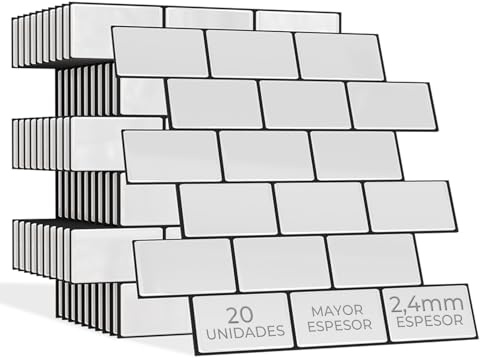 AMARA DECO - 20 Unidades Azulejos Adhesivos Cocina y Baño 30x30cm. Baldosas Adhesivas Pared con Efecto Azulejo 3D, Impermeables, Resistentes al Calor y Fáciles de Limpiar (Oxford Blanco y Negro)