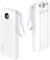 VRURC USBC Power Bank10000mAh, powerbank con 4 cavi integrati USB C Batteria, Caricatore Portatile LED Digitale Display con 4 uscite & 2 Ingressi compatibile con iPhone Android - Bianca