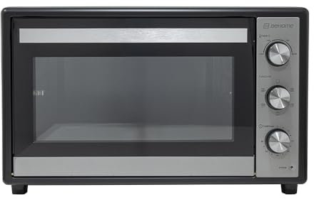 BEHOME Forno Elettrico Ventilato Esterno 70 litri, Forno grande da esterno con Girarrosto, Temperatura 230°, Timer 60', Griglia, Teglia, Leccarda e accessori per girarrosto inclusi, con doppio vetro