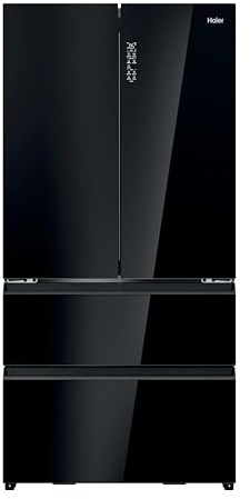 Haier FD 90 Series 7 HFR79F19DFGB - Frigorífico Puerta Francesa, 703L, Cajones Direct Access, Fabricador de Hielos, Motor Inverter, MyZone, HumidityZone, TotalNoFrost, An 90,5cm, Daylight, Black Glass