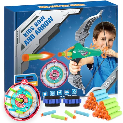 Toyokid Arco e Frecce per Giochi Bambini 3 4 5 6 7 8 Anni, Arco e Frecce Giocattoli Bambini 3-8 Anni Regalo Bambino 3-8 Anni Giochi da Esterno Bambino 3-8 Anni Esterno per Ragazzi
