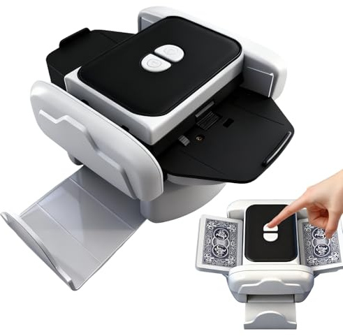Automatic Card Shuffler Machine for 1-2 Decks, Rechargeable Shuffling Machine with One-Press AUTO & Manual Mode, Ultra Quiet Shuffling Machine for Poker, UNO, Skip-Bo, Phase 10, Texas Hold'em