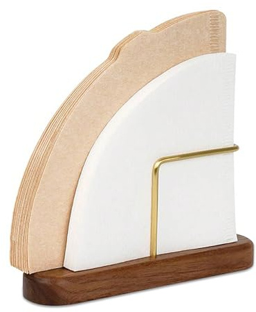 Coffee Filter Holder, Walnut Paper Rack Cone Paper Container Stand Wood Coffee Filterpaper Organizer Filtering Stand for Hand Brewed Coffee