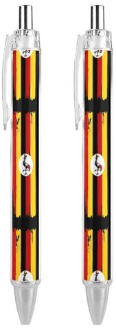 U.S.And Uganda Flag Funny Ballpoint Pen Printed Retractable Black Round Barrel Fine Point Pens 0.5mm 2 PCS AS PIC 3