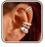 Morfetto Adjustable Ear Cuff No Piercing for Women Stack Silver Twisted