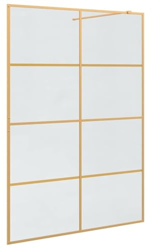 vidaXL Walk-in Duschvägg Guld 140 x 195 cm härdat glas, Modern Badrum, Rektangulär Walk-In Duschvägg, Transparent Glasbarriär, Inomhus Enclosure, Integritetsskärm