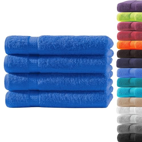 Loomiva 4er Set Premium Qualität Frottier Handtücher | 500g/m² | 100% Baumwolle | Extra Weich | Öko-TEX Standard 100 | 50x100 cm | Royal