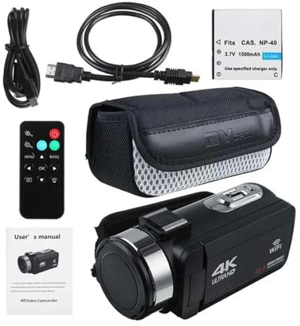 FJLKGDSP Cámara de Video 4K Ultra HD 30 MP, WiFi, Zoom Digital 16X, videocámara DV, cámara con rotación 270 Grados, Pantalla táctil(4K Without Night Vis)