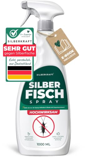 Silberkraft Silberfisch Aktiv Spray [1000 ml] mit effektiver Sofortwirkung | Schnelle und effektive Bekämpfung von Silberfischchen Alternative zu Köderdosen und Fallen