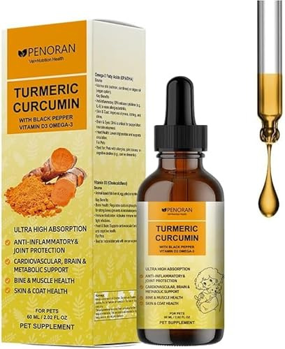 Turmeric for dogs Arthritis and Anti-inflammatory pain relief, Joint Care | Improve Hip and Joint Mobility, Flexibility, Eliminates Joint Pain, Support Bone, Muscle, Skin&Coat - Liquid Absorb Better