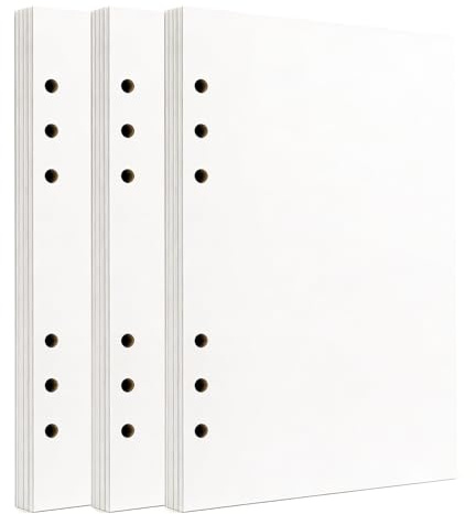 3 Packung A5 Nachfüllpapier,21 x 14,2cm Ringbucheinlagen A5,6-Loch-Design | 135 Blätter/270 Seiten,Ringbucheinlagen Blanko,Ringbuch Einlagen,Blanko Nachfüllpapier für Unterrichtsmitschriften,Schreiben