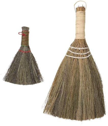 MAGICLULU Lot de 2 Balais à Poussière à Manche Court en Bois de Bambou, Balayette de Table Petite et Grosse Tailles, Brosse Douce à Poils Fins pour Nettoyage Maison et Bureau, Outil