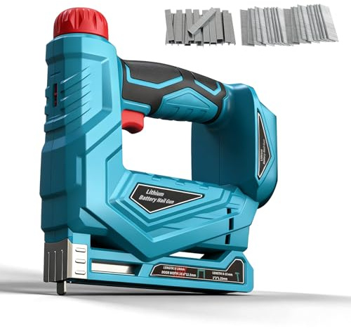 Cloueuse sans fil compatible avec Makita 18V, agrafeuse électrique sans balais 18GA avec 1 000 clous, 1 000 agrafes T50 pour l'amélioration de la maison, le bricolage et le travail du bois (bleu)