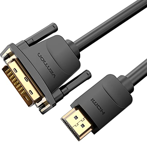 VENTION HDMI auf DVI Kabel bidirektional DVI D 24+1 auf HDMI mit 1080P,High Speed Adapterkabel, unterstützt 3D Full HD, für Raspberry Pi, Roku, Xbox One, Laptop 5m