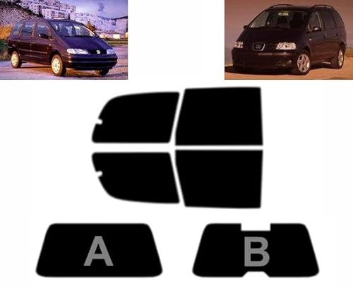 Passgenaue Tönungsfolie für-Seat Alhambra 5-Türen 1996-2010 Heck/Seitenscheiben (20% Schwarz, B)