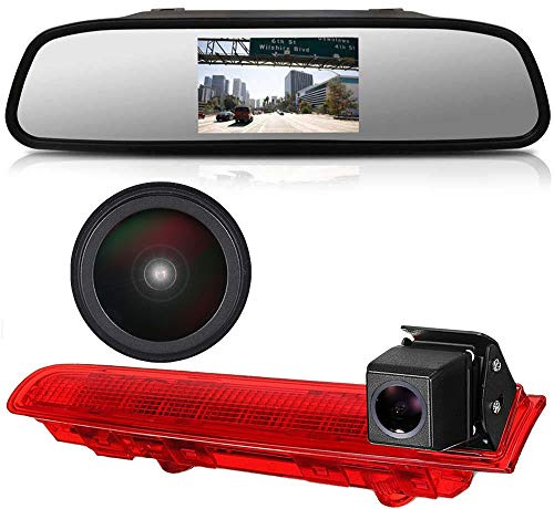 Dynavsal Super HD Rückfahrkamera Set 4.3'' Rückspiegel Monitor + 1280 * 720 Pixel 1000TV Linien HD Nachtsicht Bremsleuchte Rückfahrkamera für T5 T6 ab 2010 Caravelle Multivan Transporter Van