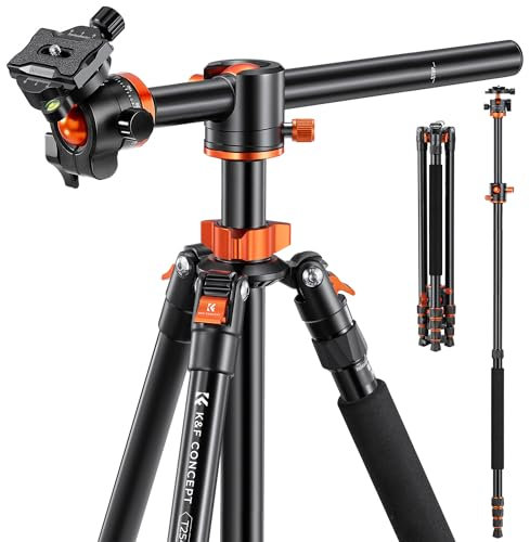 K&F CONCEPT 94 Inch Camera Tripod 4 Section Ultra High Aluminum Professional Detachable Monopod Horizontal Tripod with 360 Degree Ball Head Quick Release Plate for DSLR SLR Camera T254A8+BH-28L