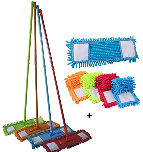 SCOPA MOP MICROFIBRA MOCIO CATTURA POLVERE, LAVA E ASCIUGA CON PANNO IN MICROFIBRA SOSTITUIBILE.BASTONE TELESCOPICO ALLUNGABILE. + PANNO DI RICAMBIO