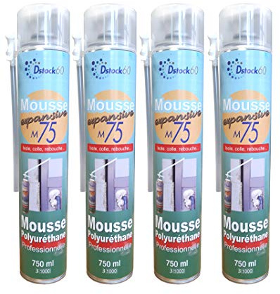 DSTOCK60 - 4 Flaschen Bauschaum/ Montageschaum, 750 ml – Professioneller Polythan-Schaumstoff isoliert - klebt - dichtet ab - für den Innen- und Außenbereich