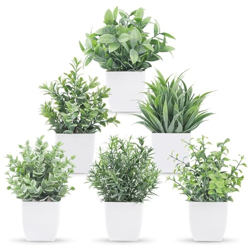 Der Rose 6 Pack Fake Plants Small Artificial Plants for Home Classroom