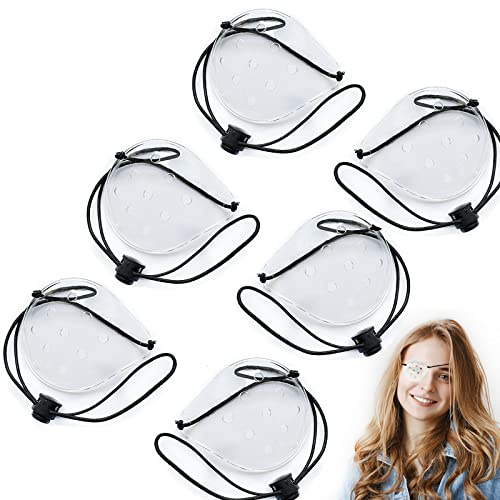 Augenschutz, 6 Stück Kunststoff-Augenschutz Augenklappe für Augenschutz Augenchirurgie, atmungsaktiv, mit 6 elastischen Seilen, transparent