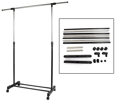 XUANYU Portant Penderie à Vêtements sur Roulettes Tringle à Vêtements Extensible (80-145 cm) Réglable en Hauteur (90-158 cm) Portant à Tringle simple